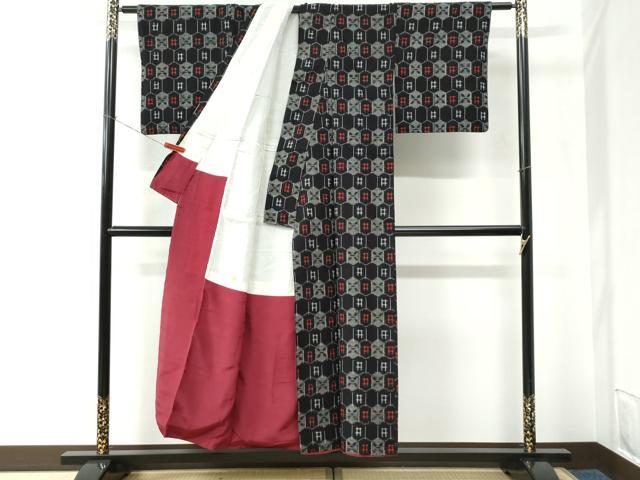 平和屋着物●久留米絣　アンサンブル　亀甲吉祥文　綿　逸品　CABE2509yc