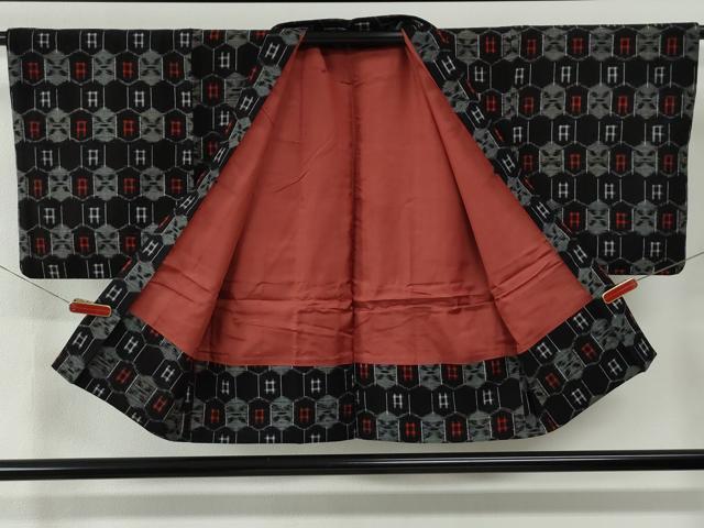 平和屋着物●久留米絣　アンサンブル　亀甲吉祥文　綿　逸品　CABE2509yc