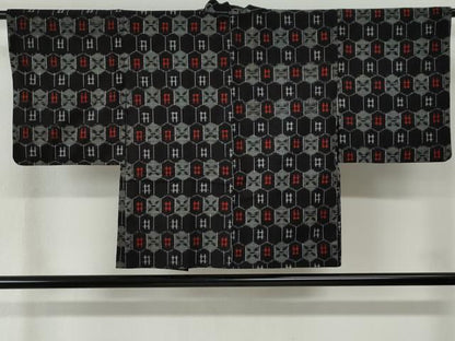 平和屋着物●久留米絣　アンサンブル　亀甲吉祥文　綿　逸品　CABE2509yc