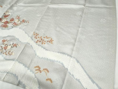 平和屋着物●訪問着　絞り　草花文　金彩　正絹　逸品　CABE2511yc