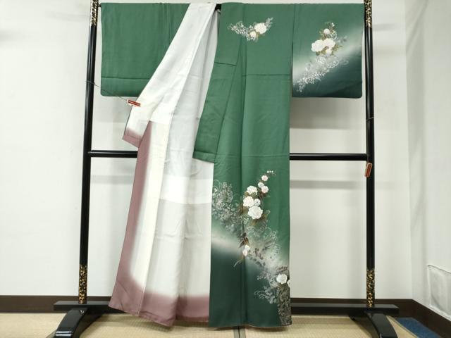 平和屋着物●訪問着　花唐草文　暈し染め　金銀彩　正絹　逸品　CABE2512yc