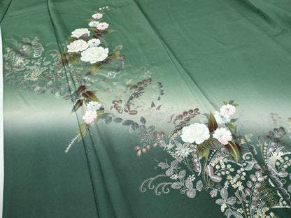 平和屋着物●訪問着　花唐草文　暈し染め　金銀彩　正絹　逸品　CABE2512yc