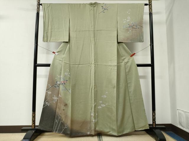 平和屋着物●訪問着　友禅　枝花文　暈し染め　正絹　逸品　CABE2517yc