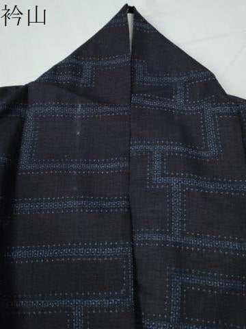 平和屋着物●結城紬　80亀甲　飛び亀甲柄　幾何学文様　正絹　逸品　CABE2523yc