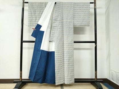 平和屋着物●上質な紬　横段吉祥文　正絹　逸品　未使用　CABE2525yc