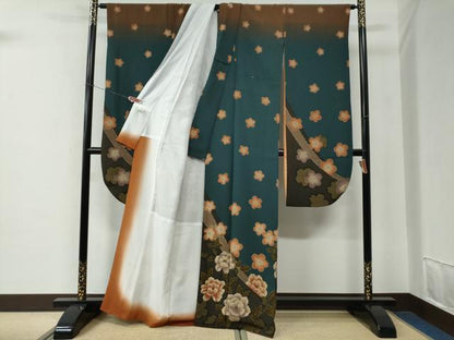 平和屋着物●振袖　牡丹舞桜文　暈し染め　洗える着物　CABE2526yc