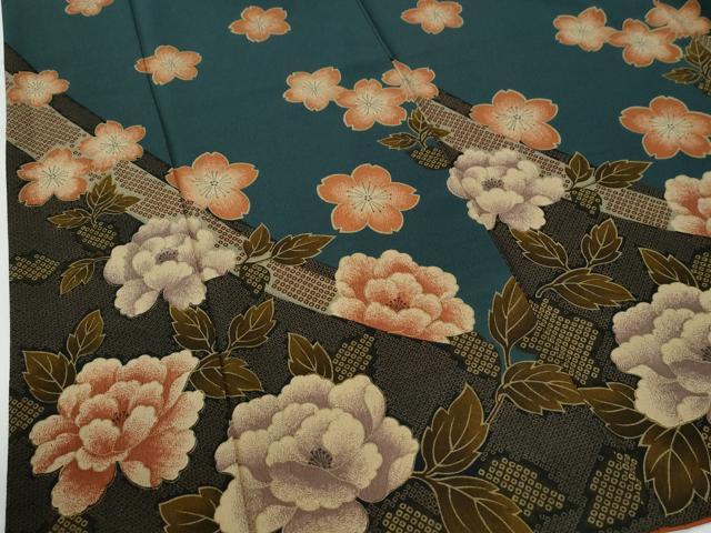 平和屋着物●振袖　牡丹舞桜文　暈し染め　洗える着物　CABE2526yc