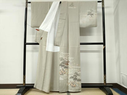 平和屋着物●訪問着　浜松風景草花文　暈し染め　正絹　逸品　CABE2529yc