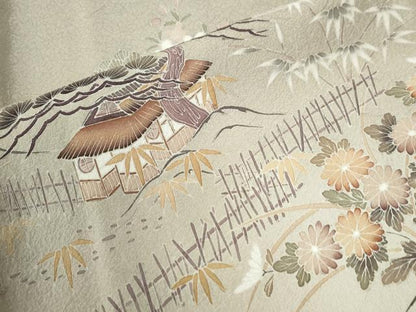 平和屋着物●訪問着　浜松風景草花文　暈し染め　正絹　逸品　CABE2529yc