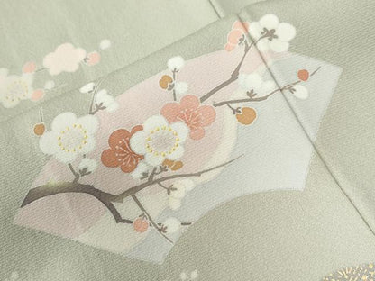 平和屋着物●訪問着　駒刺繍　雪輪地紙鳳凰草花文　金彩　正絹　逸品　CABE2532yc