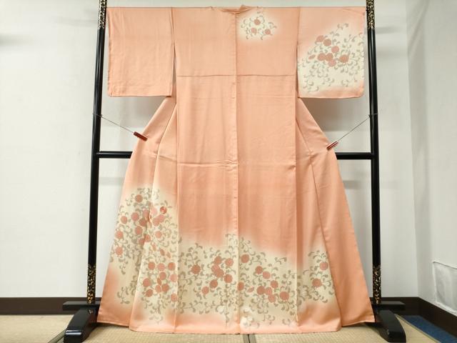 平和屋着物●訪問着　刺繍　花唐草文　暈し染め　金彩　正絹　逸品　未使用　CABE2534yc