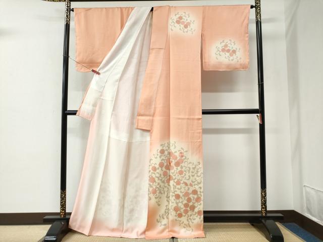 平和屋着物●訪問着　刺繍　花唐草文　暈し染め　金彩　正絹　逸品　未使用　CABE2534yc
