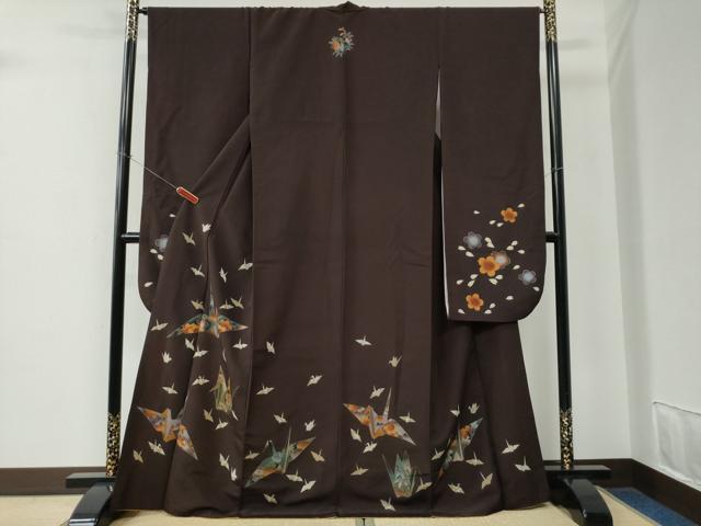 平和屋着物●振袖　折り鶴花文　洗える着物　CABE2535yc