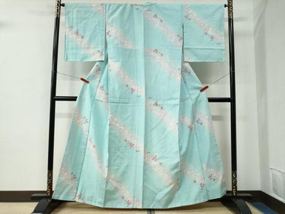 平和屋着物●上質な紬　舞花文　正絹　逸品　CABE2540yc