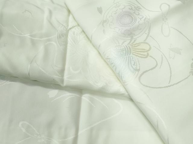 平和屋着物●長襦袢　袷　鼓舞花弁地紋　暈し染め　半衿刺繍　正絹　逸品　CABE2541yc