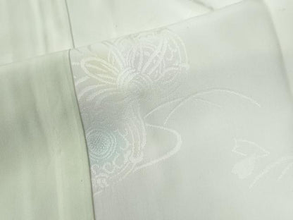 平和屋着物●長襦袢　袷　鼓舞花弁地紋　暈し染め　半衿刺繍　正絹　逸品　CABE2541yc