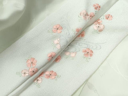 平和屋着物●長襦袢　袷　鼓舞花弁地紋　暈し染め　半衿刺繍　正絹　逸品　CABE2541yc