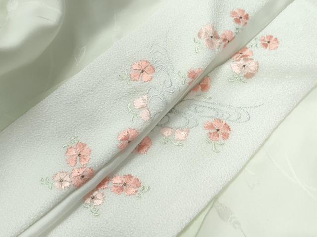平和屋着物●長襦袢　袷　鼓舞花弁地紋　暈し染め　半衿刺繍　正絹　逸品　CABE2541yc