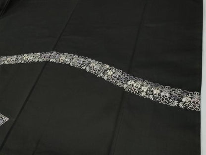 平和屋着物●訪問着　駒刺繍　総刺繍　鬘帯鳳凰更紗吉祥花文　黒地　金糸　ますいわ屋扱い　正絹　逸品　CABE2543yc