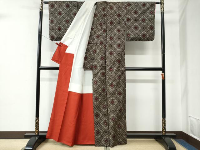 平和屋着物●本場大島紬　龍郷絣　正絹　逸品　CABE2544yc