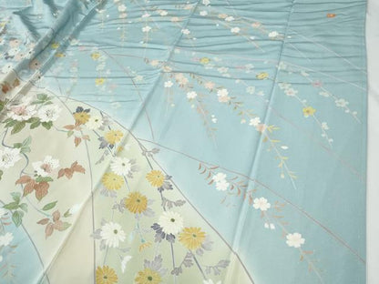 平和屋着物●中国三大刺繍　スワトウ刺繍　訪問着　作家物　枝花文　暈し染め　金彩　正絹　逸品　未使用　CABE2546yc