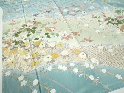 平和屋着物●中国三大刺繍　スワトウ刺繍　訪問着　作家物　枝花文　暈し染め　金彩　正絹　逸品　未使用　CABE2546yc