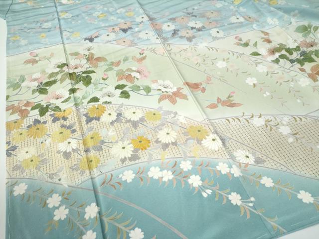 平和屋着物●中国三大刺繍　スワトウ刺繍　訪問着　作家物　枝花文　暈し染め　金彩　正絹　逸品　未使用　CABE2546yc