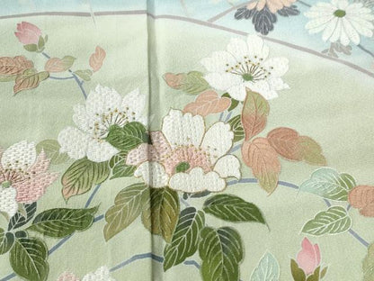 平和屋着物●中国三大刺繍　スワトウ刺繍　訪問着　作家物　枝花文　暈し染め　金彩　正絹　逸品　未使用　CABE2546yc