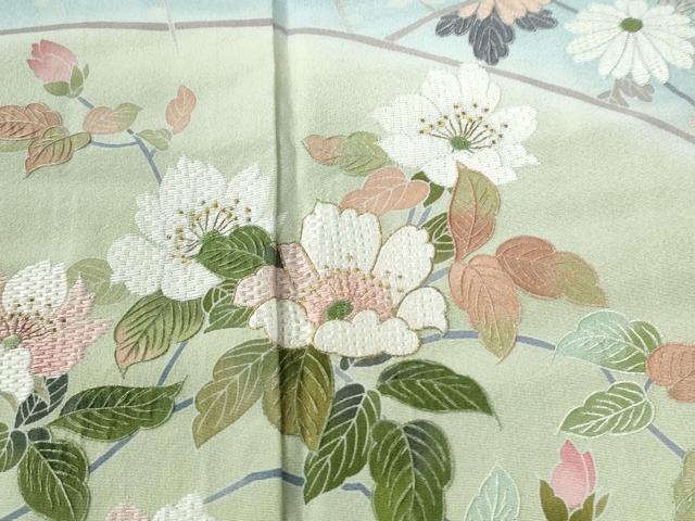 平和屋着物●中国三大刺繍　スワトウ刺繍　訪問着　作家物　枝花文　暈し染め　金彩　正絹　逸品　未使用　CABE2546yc