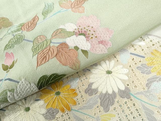平和屋着物●中国三大刺繍　スワトウ刺繍　訪問着　作家物　枝花文　暈し染め　金彩　正絹　逸品　未使用　CABE2546yc
