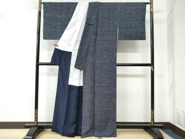 平和屋着物●上質な小紋　本藍　吉祥文　正絹　逸品　CABE2547yc