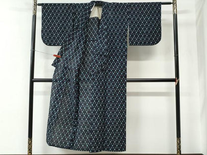 平和屋着物●久留米絣　単衣　吉祥文　綿　逸品　CABE2552yc
