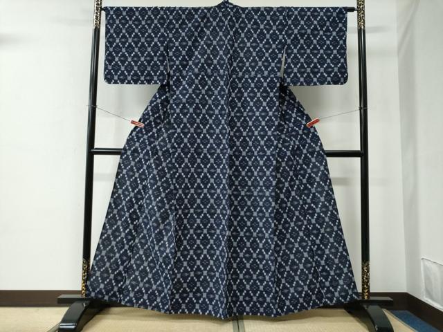 平和屋着物●久留米絣　単衣　吉祥文　綿　逸品　CABE2553yc