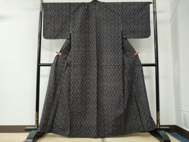 平和屋着物●久留米絣　単衣　菱吉祥文　綿　逸品　CABE2555yc
