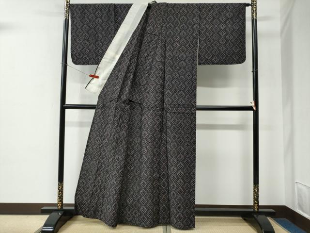 平和屋着物●久留米絣　単衣　菱吉祥文　綿　逸品　CABE2555yc