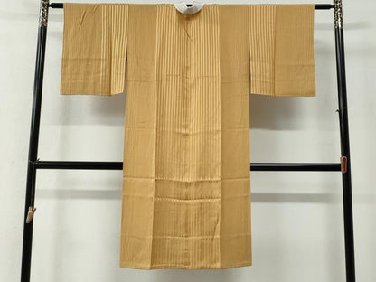 平和屋着物●長襦袢　無双仕立て　作家物　粋好み　縞地紋　萱草色　正絹　逸品　CABE2559yc