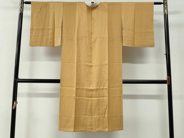 平和屋着物●長襦袢　無双仕立て　作家物　粋好み　縞地紋　萱草色　正絹　逸品　CABE2559yc
