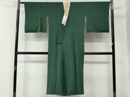 平和屋着物●長襦袢　袷　色無地　木賊色　正絹　逸品　未使用　CABE2561yc
