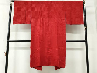 平和屋着物●長襦袢　無双仕立て　鱗地紋　深緋色　正絹　逸品　CABE2563yc