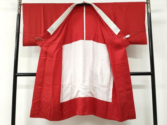 平和屋着物●長襦袢　無双仕立て　鱗地紋　深緋色　正絹　逸品　CABE2563yc