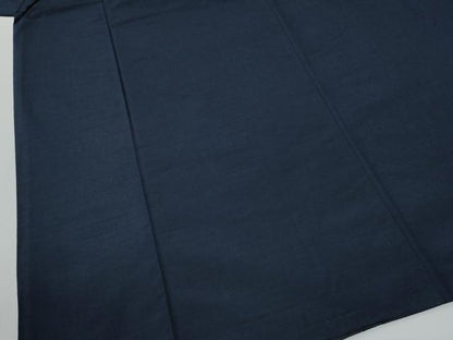 平和屋着物●男性　紬　アンサンブル　色無地　濃藍色　正絹　逸品　CABE2567yc