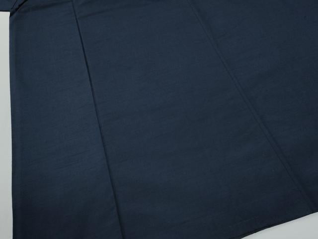 平和屋着物●男性　紬　アンサンブル　色無地　濃藍色　正絹　逸品　CABE2567yc