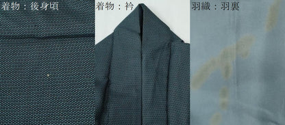 平和屋着物●男性　紬　アンサンブル　100亀甲　総詰め　正絹　逸品　CABE2568yc