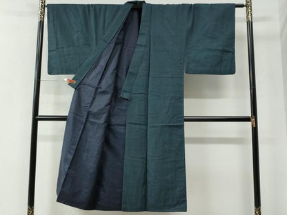 平和屋着物●男性　紬　アンサンブル　100亀甲　総詰め　正絹　逸品　CABE2568yc