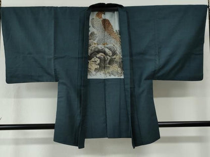 平和屋着物●男性　紬　アンサンブル　100亀甲　総詰め　正絹　逸品　CABE2568yc