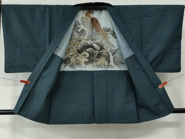 平和屋着物●男性　紬　アンサンブル　100亀甲　総詰め　正絹　逸品　CABE2568yc