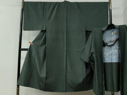 平和屋着物●男性　紬　アンサンブル　霞文　正絹　逸品　CABE2569yc