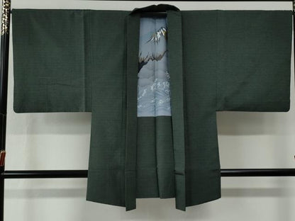 平和屋着物●男性　紬　アンサンブル　霞文　正絹　逸品　CABE2569yc