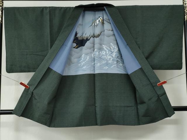平和屋着物●男性　紬　アンサンブル　霞文　正絹　逸品　CABE2569yc