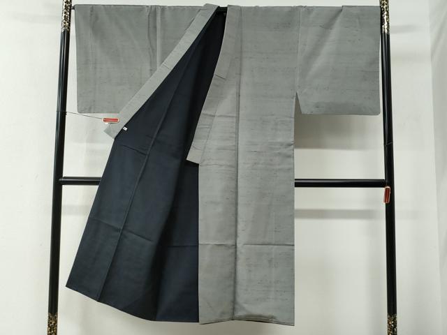 平和屋着物●男性　紬　アンサンブル　色無地　薄鈍色　さが美扱い　キングサイズ　正絹　逸品　CABE2570yc